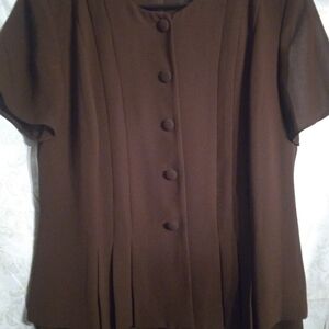 Danny & Nicole Brown Short-Sleeve Button Front Vintage Dress